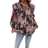 Dili Printed Shirt Women 2025 Autumn And Winter Femininity Commuting Long-Sleeved Shirt