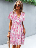 Dili Leisure Vacation Short-Sleeved Broken Flower Dress Dress Women's Dress 2025 Autumn And Winter Waist