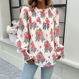 Dili R & D Design Flower Shirt Print Top 2026 Spring And Summer Temperament Elegant Double-Layer Women's Clothing