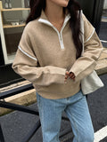 Dili Casual Simple Solid Color Long-Sleeved Zipper Sweater Women's 2025 Autumn And Winter
