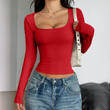 Dili Y2K Hottie Wind Solid Long-Sleeved Vest T-Shirt Women's Clothing 2025 Spring And Summer