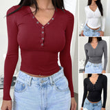 Dili 2025 Autumn And Winter Y2K Women's Temperament Solid Color Long-Sleeved Top