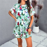 Dili Dress 2025 Spring And Summer Women's Leisure Holiday Printing Short-Sleeved Dress