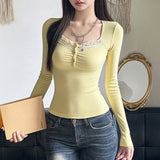 Dire Y2K Hottie Lace Long-Sleeved Shirt T-Shirt Women's Clothing 2025 Autumn And Winter