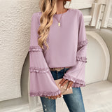 Dili 2025 Autumn And Winter New Temperament Lady Loose Horn Long-Sleeved Top Women's Clothing