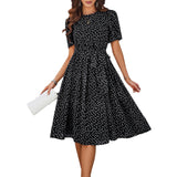 Dili Women's Clothing 2025 Spring And Summer Temperament Casual Wave Point With Long Dress Dress Dress