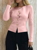 Dili Casual Simple Long-Sleeved Button Bottom Shirt Weaving Women's Clothing 2025 Autumn And Winter
