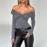 Dili Y2K Sexy Wind Solid Long-Sleeved T-Shirt Women's Top 2025 Autumn And Winter