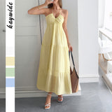Dilu Leisure Vacation Hanging Neck Half-Permeable Skirt Dress Women's Dress 2025 Summer