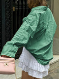 Dili Leisure Vacation Button Striped Long Sleeve Shirt Women's Winter 2025