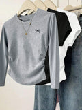 Dili Simple Holiday Solid Color Long-Sleeved Sweater T-Shirt Women's Clothing 2025 Autumn And Winter