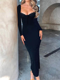 Dili Temperament Elegant Windy Long-Sleeved Ass Hip Dress Dress Women's Dress 2025 Spring And Summer