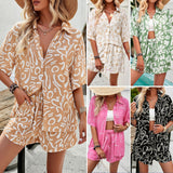 Dili Holiday Style Printed Shirt Women's Suit 2025 Summer Leisure Shorts Two-Piece Set