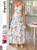 Dili Leisure Vacation Wind Suspension Printed Cake Dress Dress Women's Dress 2025 Spring/Summer