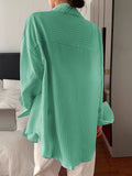 Dili Leisure Vacation Style Simple Striped Long-Sleeved Women's Shirt Women's Dresses Summer 2025