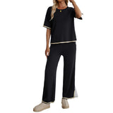 Dili Fashion Women's Clothing 2025 Autumn And Winter Temperament Casual Trousers Short-Sleeved Knitted Suit Woman