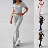 Dilu 2025 Spring/Summer Y2K Casual Sports Style Solid Color Exposed Umbilical T-Shirt Long Pants Suit Women's Clothing