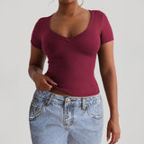 Dili Holiday Round Collar Short-Sleeved Vest T-Shirt Women's Clothing 2025 Autumn And Winter