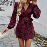 Dili 2025 Autumn And Winter Women's Temperament Crash Printing Long-Sleeved High-Waisted Conjoined Pants