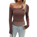 Dili 2025 Autumn/Winter Y2k Top Women's Sexy Knitted Long-Sleeved T-Shirt