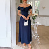 Dili Elegant Temperament Short Sleeve Shoulder Dress Dress Women's Dress 2025 Spring And Summer
