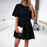 Dili Women's Clothing 2025 Spring And Summer Temperament Elegant Short-Sleeved Splicing Dress