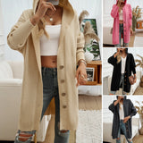 Dili 2025 Autumn And Winter New Casual Loose Cardigan Buckle Hooded Sweater Coat Women's Clothing
