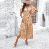 Dili Women's Clothing 2025 Spring And Summer Leisure Holiday Short-Sleeved Printed Dress