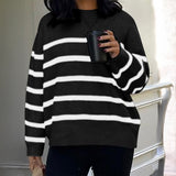 Dili Casual Striped Wool Long-Sleeved Top Sweater Women's Clothing 2025 Autumn And Winter