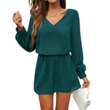 Dili 2025 Autumn And Winter Long-Sleeved Women's Temperament Casual Solid Color Bubble Sleeve Joint Skirt