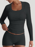 Dili Sports Yoga Solid Color Long Sleeve High Bullet Short Dress Set Women's Winter 2025