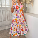 Dili 2025 Spring/Summer Leisure Bohemia Vacation High Waist Geometeuse Collodiced Dresses Women's Dresses