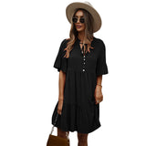 Independent Research And Development Design Solid Color Sexy Dress 2025 Spring And Summer Temperament Casual A Skirt