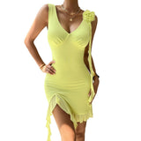 Dili Women's Clothing 2025 Spring And Summer Y2K Solid Color Temperament Repair Mesh Sling Dress