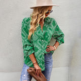 Long-Sleeved Shirt 2025 Spring And Autumn Four Seasons Shirt Temperament Commuter Women's Hibiscus Fabric Printing