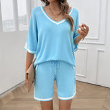 Dili 2025 Spring/Summer Women's Casual V-Neck Sweater Set