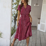Dili 2025 Spring And Summer Temperament Leisure Holiday Storm Point Print High-Waisted Dress Women's Dress