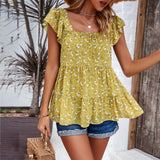 Dili Women's Clothing 2025 Spring And Summer Temperament Broken Flower Collar Top