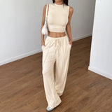 Dili Casual Simple Style Sleeveless Vest Straight Trousers Set Women's Clothing 2025 Spring And Summer