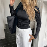 Dili Casual Commute Solid Color Long-Sleeved Shirt T-Shirt Women's Clothing 2025 Autumn And Winter