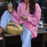 Dili Leisure Vacation Button Striped Long Sleeve Shirt Women's Winter 2025