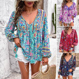 Dili Women's Clothing 2025 Spring And Summer Leisure Holiday Print T-Shirt Long-Sleeved Women's Shirt