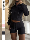Dili Sports Long-Sleeved Sweat Shorts Two-Piece Trousers Women's 2025 Autumn And Winter