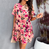 Dili Dress 2025 Spring And Summer Women's Leisure Holiday Printing Short-Sleeved Dress