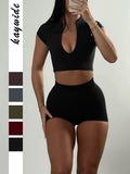 Dili Sports Yoga Style Short-Sleeved Women's Summer Shorts Two-Piece Set Women's Clothing 2025 Summer