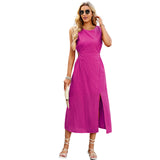 Dili Solid Color Dress 2025 Summer Long Sleeveless Vest Dress