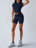 Dili Yoga Sports Wind Solid Color Short Sleeves With Shorts Set Women's 2025 Spring/Summer