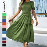 Dili Casual Holiday Windy Leaves Sleeves Waisted Women's Dress Women's Dress 2025 Spring And Summer
