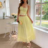 Dilu Vacation Leisure Seaside Atmosphere Feel Stylish Two-Piece Suit Woman 2025 Summer Small Sling Half Dress