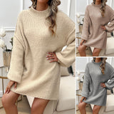 Dili 2025 Spring/Summer Women's Casual Leisurely Elegant Windy Long-Sleeved Women's Sweater Dress